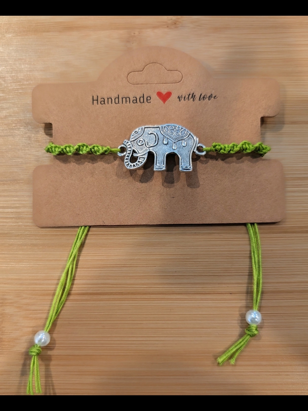 Adjustable Elephant Bracelet | Boho Macrame Bracelet | Silver Elephant Charm |